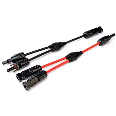 Extenção de fio fotovoltaico de cabo solar com conector solar PV004 Y Dividor Preto e vermelho Par H1Z2Z2-K DC 1500V 1X4mm XLPO Isolamento