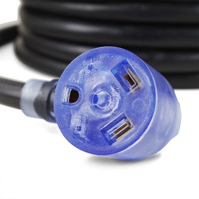 30Amp Heavy Duty RV Extension Cord 10 AWG ETL Listado 50ft TT-30P para TT-30R com indicador LED e Design de Desligamento Fácil