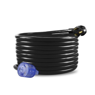 30Amp Heavy Duty RV Extension Cord 10 AWG ETL Listado 50ft TT-30P para TT-30R com indicador LED e Design de Desligamento Fácil