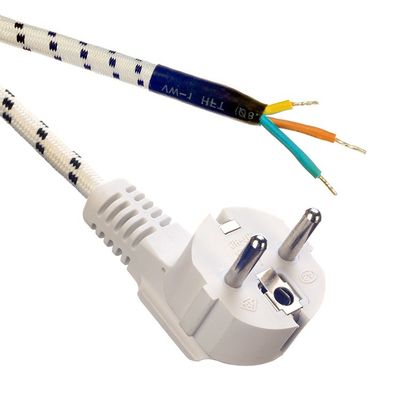 Isolamento de PVC/borracha VDE Padrão 16A/250V Cordão de extensão do cabo de alimentação para aparelhos domésticos 3 Cordão de CA trançado de algodão