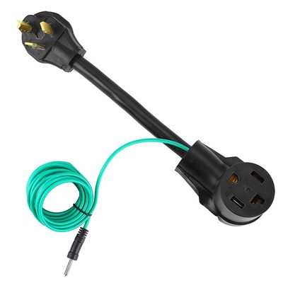 1 tomada 1FT NEMA 10-30P a 14-30R Adaptador de secador 30A 250V SJTW 10AWG 3C 3 Prong para 4 Prong Adaptador de plugue de secador com fio verde