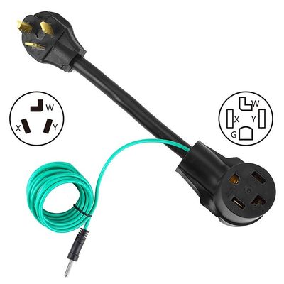 1 tomada 1FT NEMA 10-30P a 14-30R Adaptador de secador 30A 250V SJTW 10AWG 3C 3 Prong para 4 Prong Adaptador de plugue de secador com fio verde