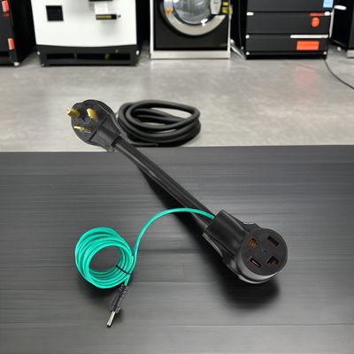 1 tomada 1FT NEMA 10-30P a 14-30R Adaptador de secador 30A 250V SJTW 10AWG 3C 3 Prong para 4 Prong Adaptador de plugue de secador com fio verde