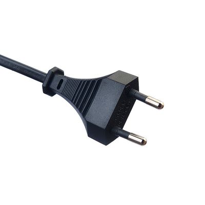 Conductor de cobre sem oxigénio com cadeia descartável Padrão europeu 2pin Eu Plug Cordão de alimentação Plug preto para eletrodomésticos