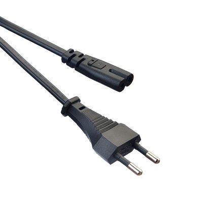 Conductor de cobre sem oxigénio com cadeia descartável Padrão europeu 2pin Eu Plug Cordão de alimentação Plug preto para eletrodomésticos