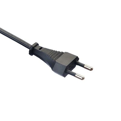 Conductor de cobre sem oxigénio com cadeia descartável Padrão europeu 2pin Eu Plug Cordão de alimentação Plug preto para eletrodomésticos