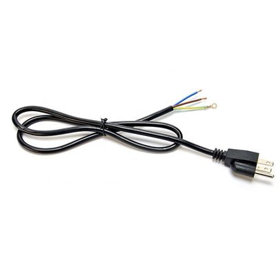 ETL personalizado de 3 pontas Cordão de alimentação americano ETL1ft Cordão de extensão de cabeça plana PVC Jaqueta 3X16AWG 7a 125v 2 pontas Figura 8