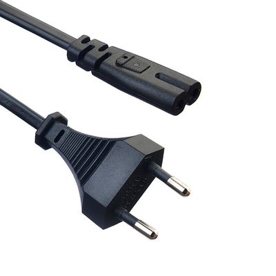 Conductor de cobre sem oxigénio com cadeia descartável Padrão europeu 2pin Eu Plug Cordão de alimentação Plug preto para eletrodomésticos
