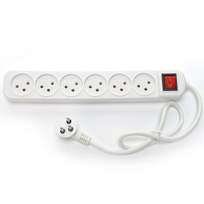 Personalizado Sim 5 Ways Power Strip Conectado com cabo de extensão Israel Industrial Surge Protector Branco