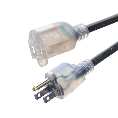 250V Rated 12/3 50 ft Waterproof Heavy Duty Extension Cord com indicador iluminado End Bared Stranded Cooper Conductor