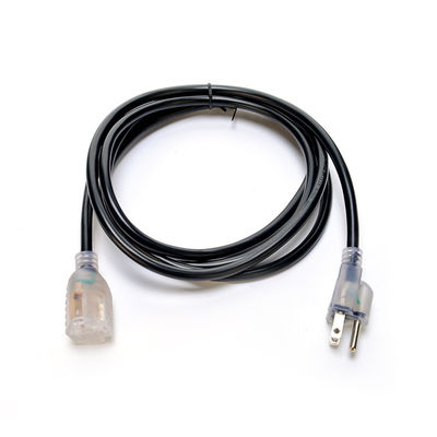 250V Rated 12/3 50 ft Waterproof Heavy Duty Extension Cord com indicador iluminado End Bared Stranded Cooper Conductor