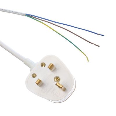 Material da jaqueta de PVC de ponta aberta Recableável 3 pontas cabo de alimentação AC para computadores portáteis extensão de chumbo Reino Unido Personalizavel 1,5M comprimento