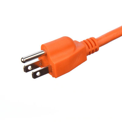 Cordão de extensão de conector externo de comprimento personalizado Cordão de alimentação universal laranja para NEMA Tipo de extremidade masculina em ambientes externos