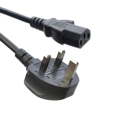 Rede SDK Reino Unido BS Padrão C5 C19 Conector 3 Pins Linha de Chumbo Faixa de fio Cordão de alimentação 3 Prong Ac Cordão de alimentação IEC Cable preto