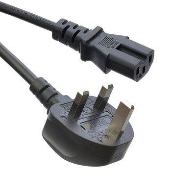 Rede SDK Reino Unido BS Padrão C5 C19 Conector 3 Pins Linha de Chumbo Faixa de fio Cordão de alimentação 3 Prong Ac Cordão de alimentação IEC Cable preto