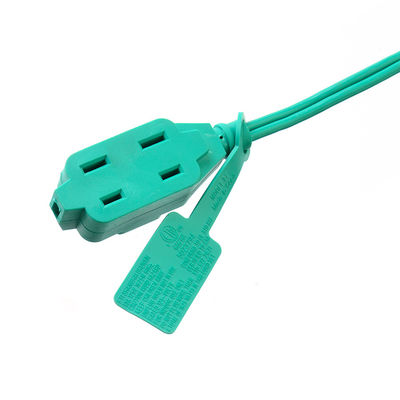 3 cabo de extensão de saída com material verde de casaco de PVC SPT-2 14/2 AWG 6FT/12FT 2 Prong Power Strip e cobertura de tampa de segurança