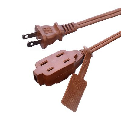 ETL 3 Outlet Brown Multiple Outlets SPT-2 14 Gauge 6FT 12FT 2 Prong Extension Cord Power Strip com tampa de segurança