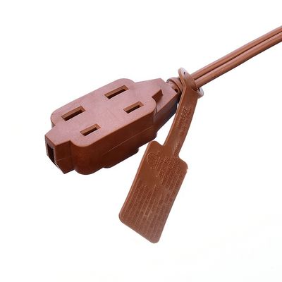 ETL 3 Outlet Brown Multiple Outlets SPT-2 14 Gauge 6FT 12FT 2 Prong Extension Cord Power Strip com tampa de segurança