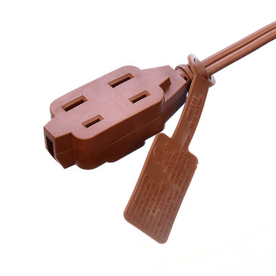 ETL 3 Outlet Brown Multiple Outlets SPT-2 14 Gauge 6FT 12FT 2 Prong Extension Cord Power Strip com tampa de segurança