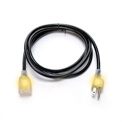 25 pés cabo de extensão exterior de carga pesada com extremidade iluminada e flexível resistente ao frio 3 pontas cabo elétrico IP22 nível IP