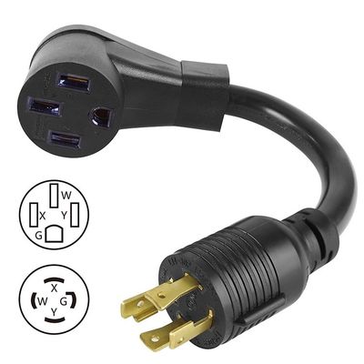 Elethor Nema Ev Carregador Adaptador Cable de extensão 3 Condutor Sjt Tipo L14-30p Twist Lock Plug para 14-50r Adaptador Cordão de alimentação