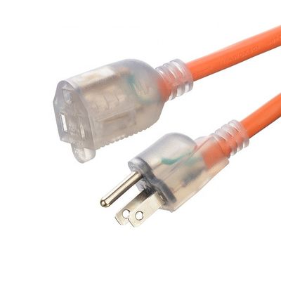 15 FT 12/3 Gauge LED Iluminado SJTW 15 Amp/125V/1875W Corda de alimentação de camisa laranja para interior / exterior