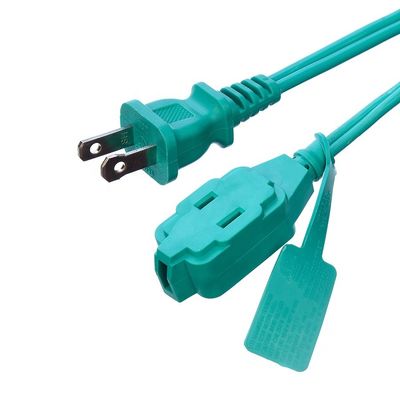 Cabo de alimentação AC 2 pontas 6 pés com 3 tomadas polarizadas e cobertura de deslizamento de segurança 13A/1625W 16 AWG cabo de extensão interior ETL