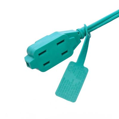 Cabo de alimentação AC 2 pontas 6 pés com 3 tomadas polarizadas e cobertura de deslizamento de segurança 13A/1625W 16 AWG cabo de extensão interior ETL