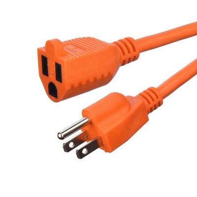 Tipo final / 15ft cabo de energia de trabalho pesado em 3 pontas16 SJTW AWG em candeeiros externos com Nema-15 Orange Plug para cabos de extensão