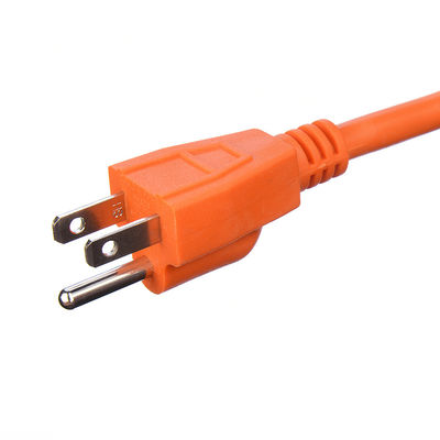 Tipo final / 15ft cabo de energia de trabalho pesado em 3 pontas16 SJTW AWG em candeeiros externos com Nema-15 Orange Plug para cabos de extensão
